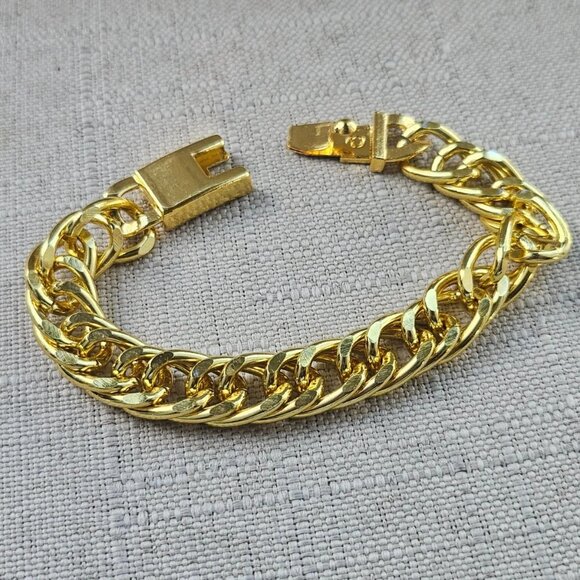 Fashion Wristband Bracelet Unisex Fashion Jewelry Yellow Gold Tone Bracelet New - Picture 4 of 12